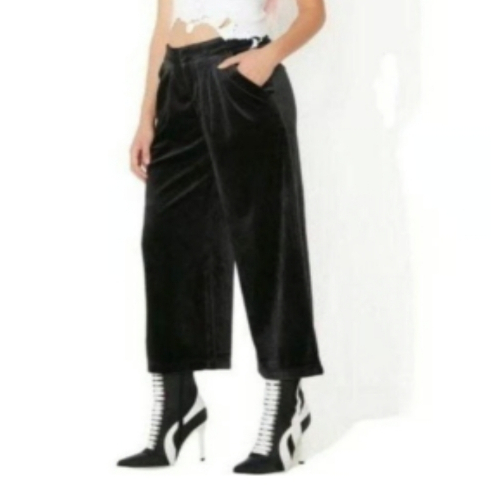 Juicy Couture Original Regal Blue Velour Cropped Wide Leg Pant Size XS NEW!